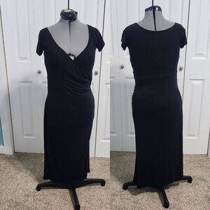 Vince Front Wrap Dress Size L EUC Black - Vince Black Dress